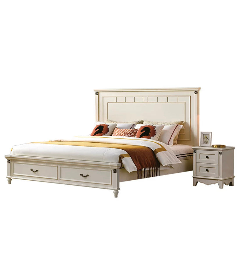 Double Bed Bedroom Furniture Modern Bett Solid Wood Frame Double Bed