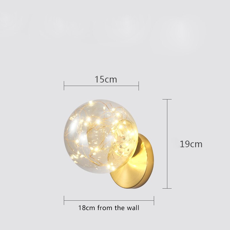 Wall Lamps Personalized Warm Color Bedside Copper Ball Glass Wall Lights