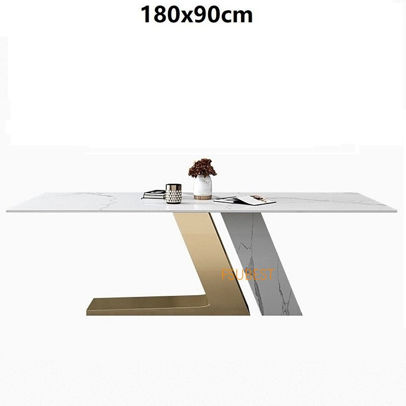 Dining Table Set Home Furniture Modern Designs Marble Top Metal Leg Luxury Esstisch-Set