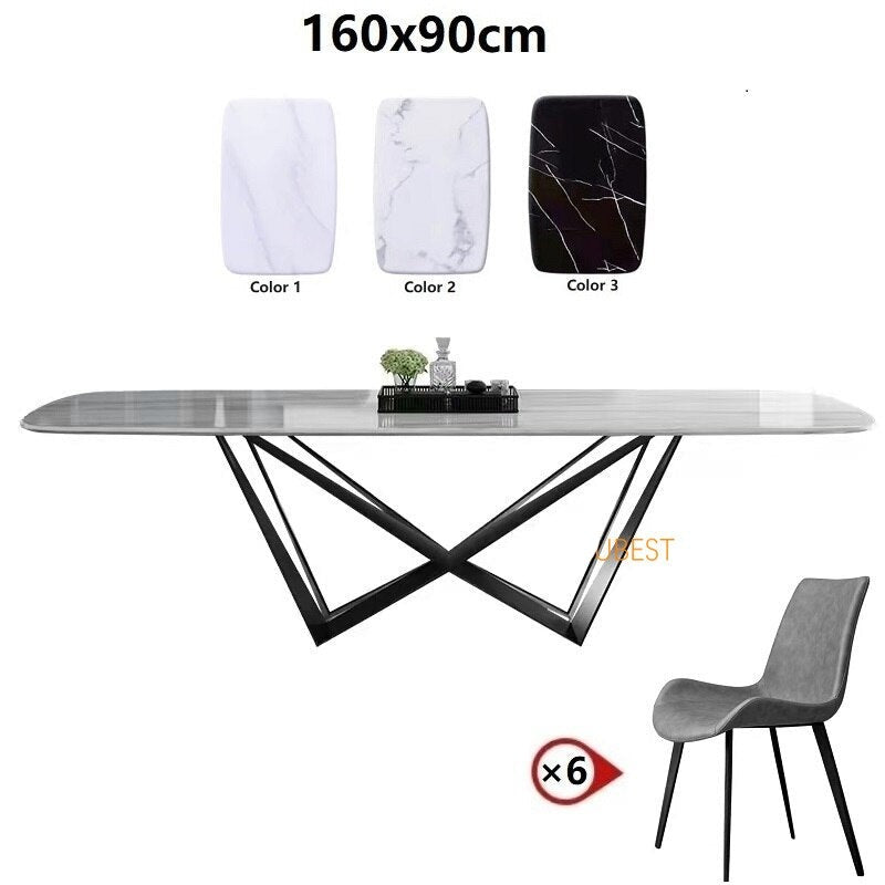 Dining Table Set Italian Modern Marble Esstisch-Set Carbon Steel Frame Jatar Tables Sets