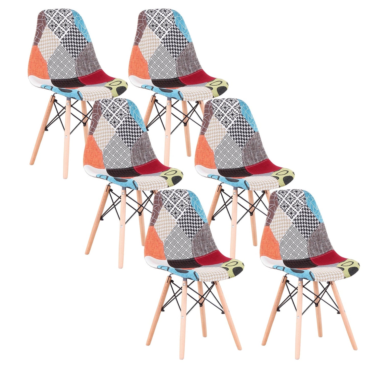 Dining Chairs Patchwork Fabric Nordic Round Esszimmerstühle Metal Bracket Chairs Sets