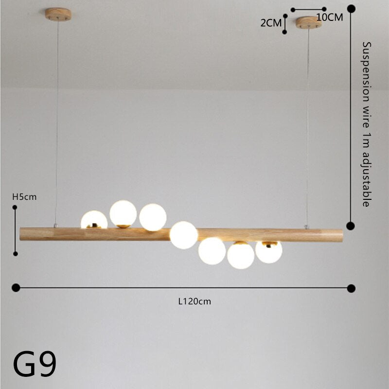 Pendant Light Dining Room Chandeliers Milk White Glass Ball Peach Color Wood Pendant Lights