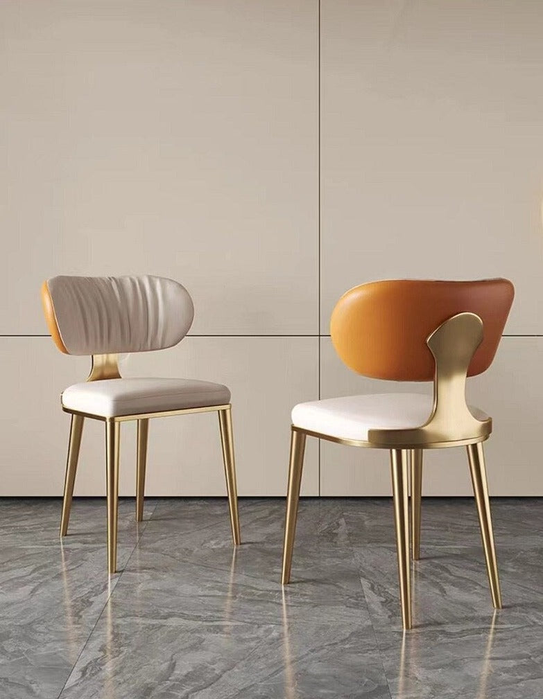 Dining Room Chairs Golden Metal Color Esszimmerstühle Modern Leather Chair