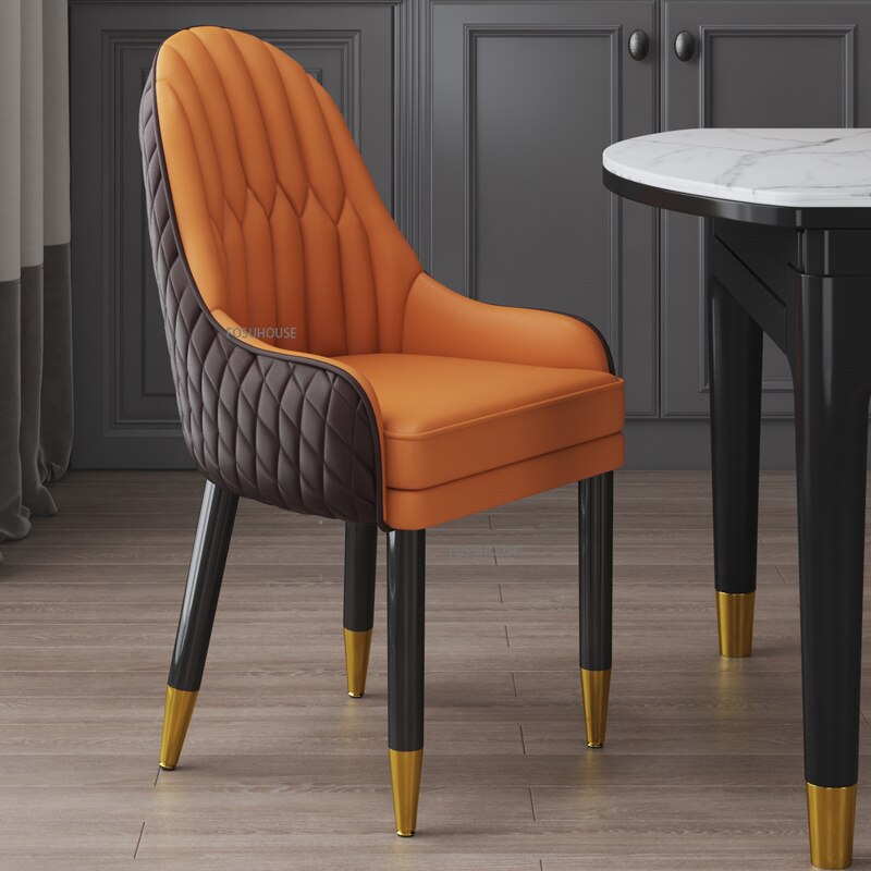 Dining Chairs Modern Leather Stühle Home Light Luxury Solid Wood Esszimmerstühle Chair