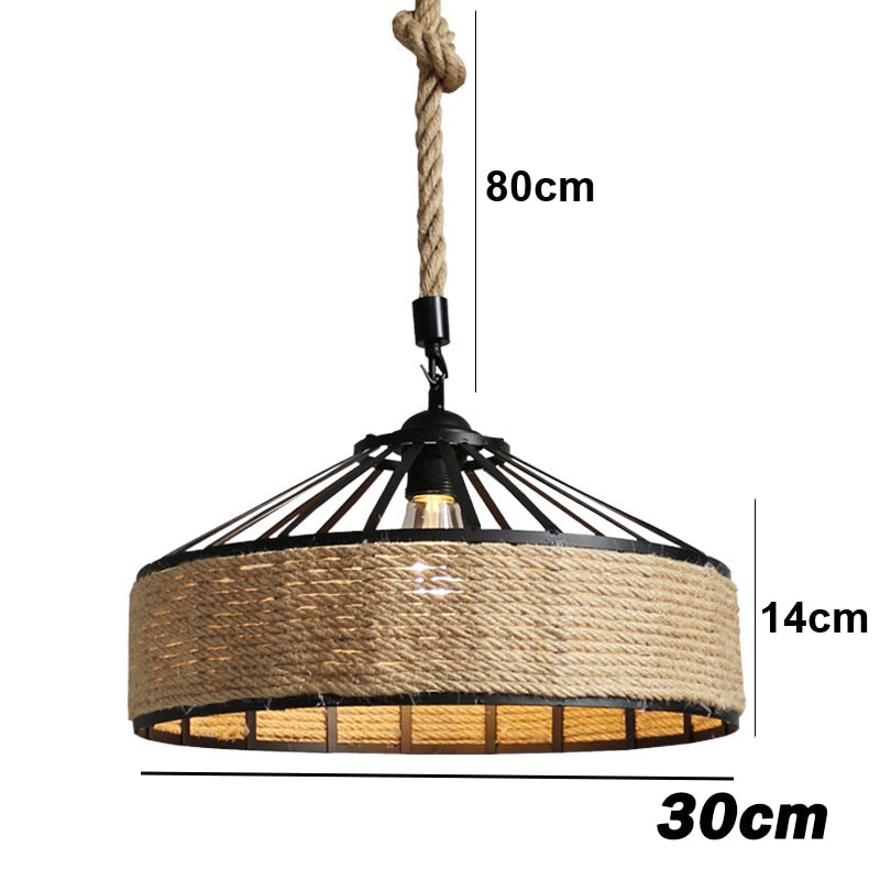 Pendant Light Spain Classical Sisal Rope E27 Hanging Light Retro Pendant Lights