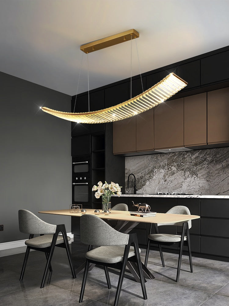 Long Stripe Pendant Light Luxury Crystal Post Modern Led Creative Pendant Lights