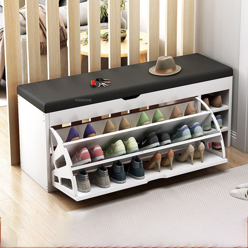 Shoe Cabinet Nordic Wood Door Shoe Changing Stool Modern Shoe Cabinets