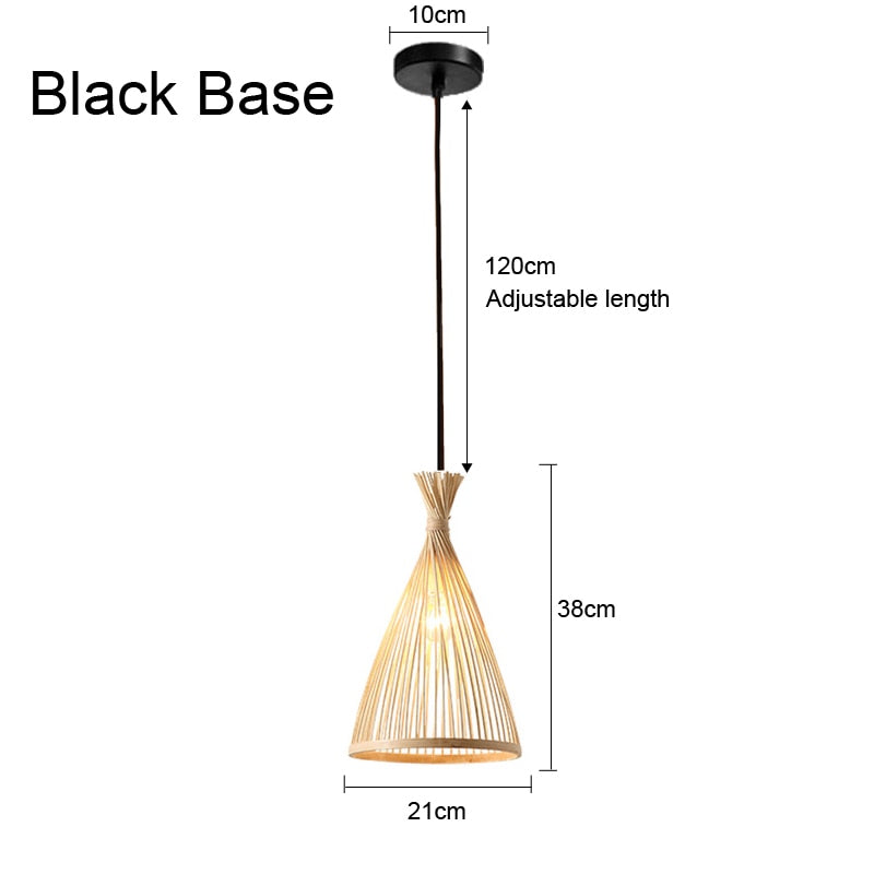 Pendant Light Bamboo Lamp Hand Knitted Weaving Hanging Wood Pendant Lights