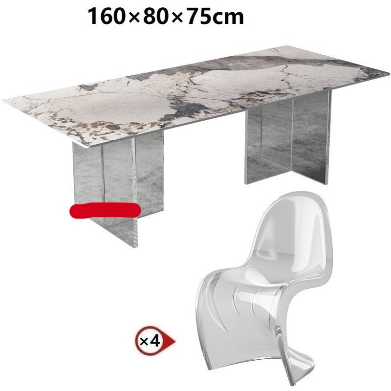 Dining Table Sets Rock Slab Esstisch Set Acrylic Floating Ghost Dinner Tables Sets