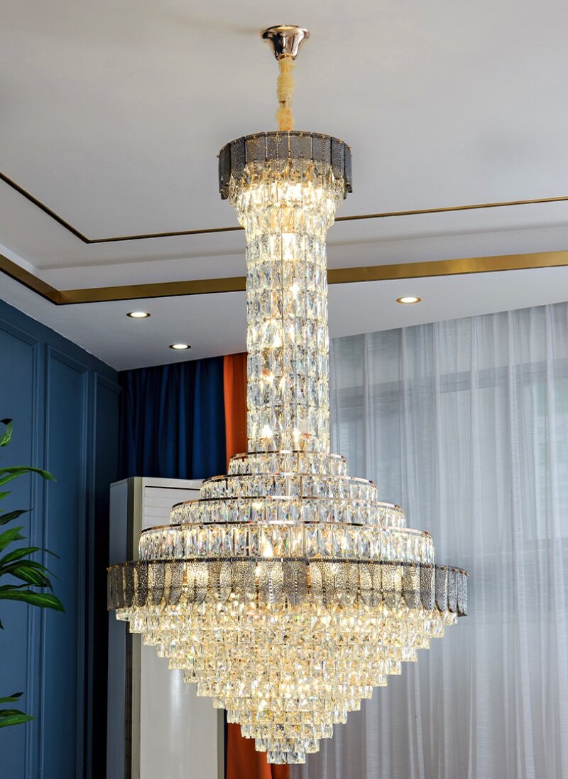 Chandelier Shell Crystal Living Room Hollow Hall Long Decorative Lighting Chandeliers