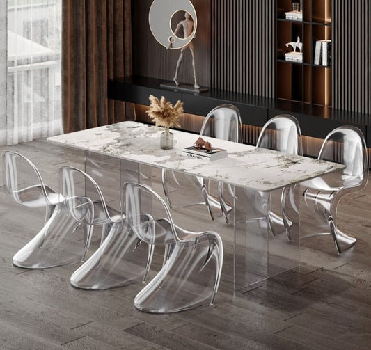 Dining Table Sets Rock Slab Esstisch Set Acrylic Floating Ghost Dinner Tables Sets