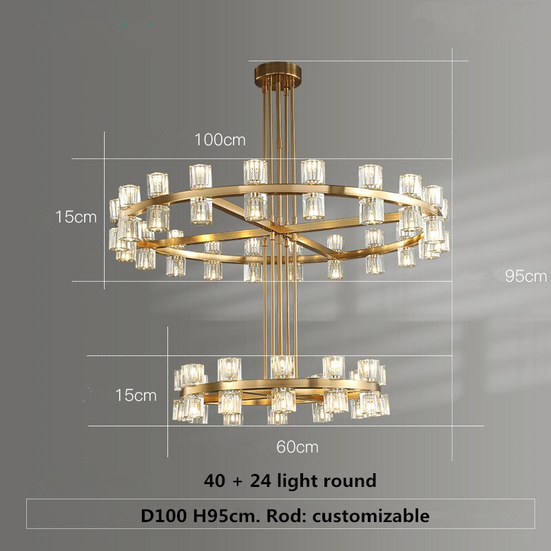 Pendant Light American G4 Led Chandelier Lustre K9 Crystal Gold Round Metal Led Pendant Lights