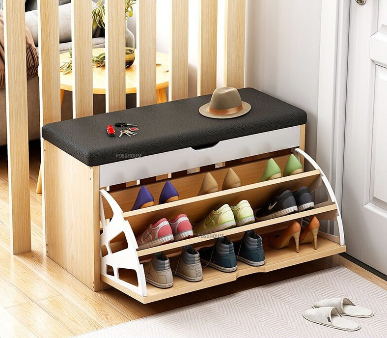 Shoe Cabinet Nordic Wood Door Shoe Changing Stool Modern Shoe Cabinets