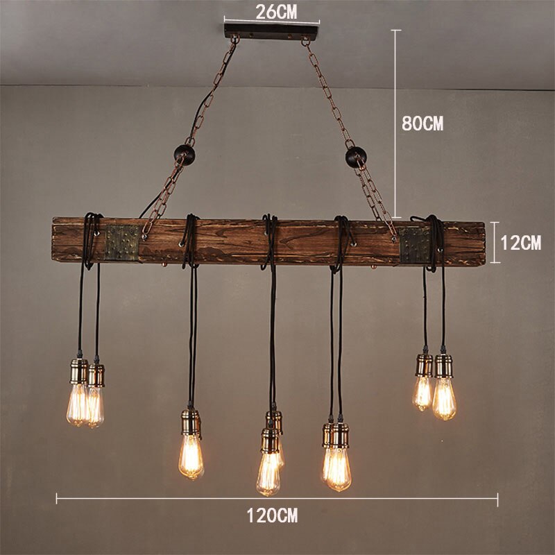 Chandelier Retro Solid Wood Hanging Vintage Old Boat Wooden Suspension indoor Pendant Lights