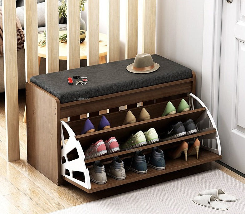 Shoe Cabinet Nordic Wood Door Shoe Changing Stool Modern Shoe Cabinets