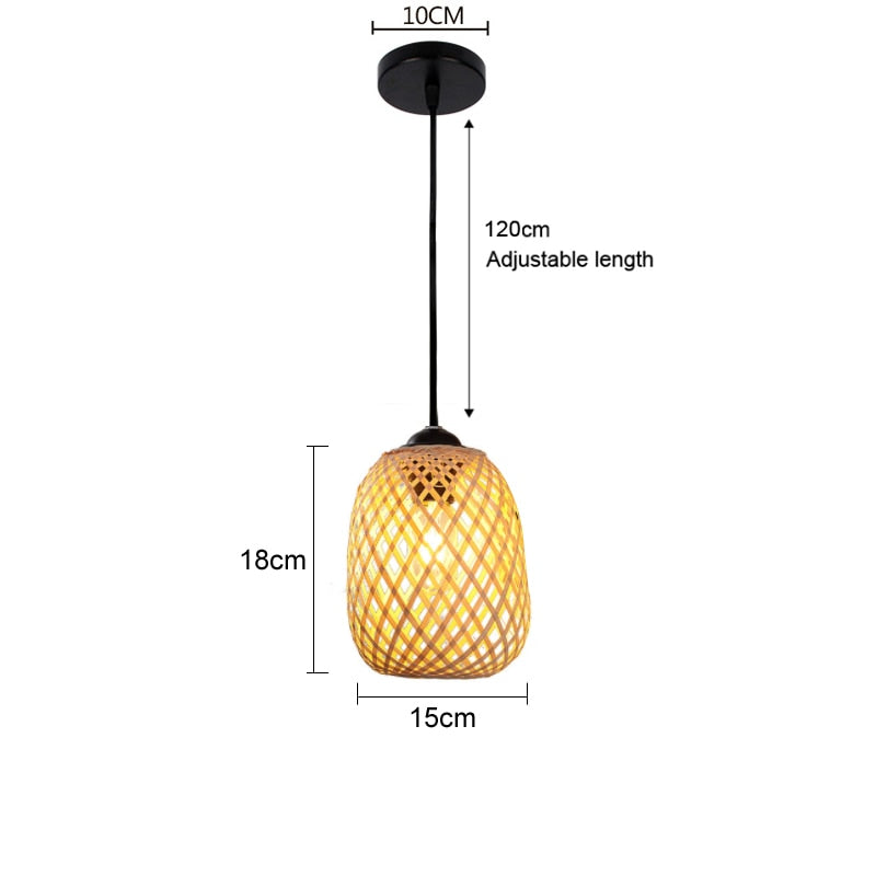 Pendant Light Bamboo Lamp Hand Knitted Weaving Hanging Wood Pendant Lights