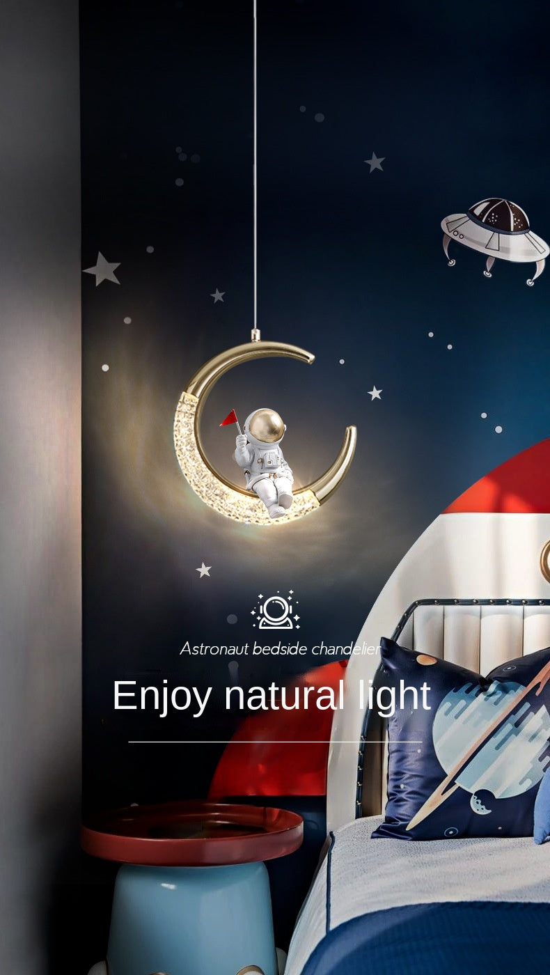 Children's Room Lighting Modern Led Hanging Bedside Creative Moon Astronaut Pendant Lights