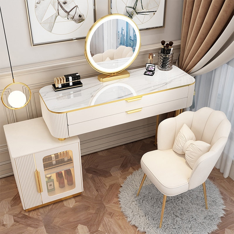 Dressing Table Set Light Luxury Dressing Table Slate Schminktisch-Set Storage Cabinets