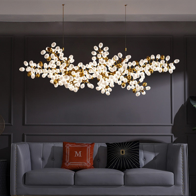 Chandelier Villa Living Room Crystal Lights Art Decoration Long Glass Ball Pendant Lights