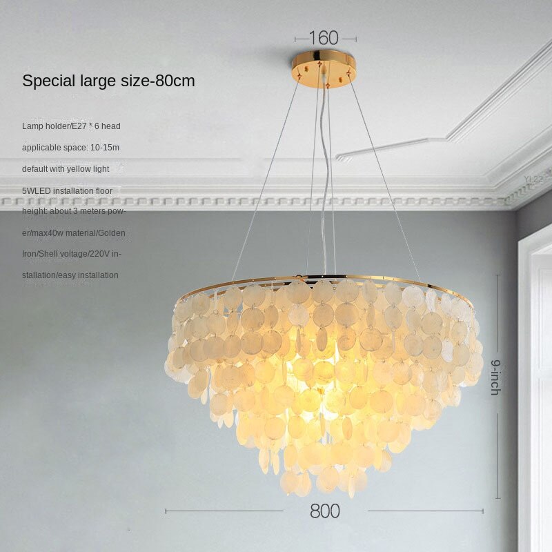 Chandelier Modern Lustre Shell Lighting Nordic Hall Pendant Lights