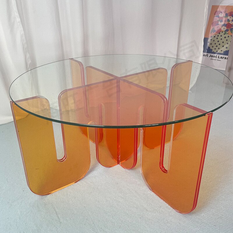 Coffee Table Creative Iridescent Acrylic Luxury Tisch Ghost Glass Couchtisch Round Tables