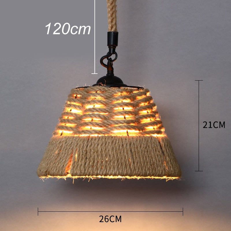 Pendant Light Spain Classical Sisal Rope E27 Hanging Light Retro Pendant Lights