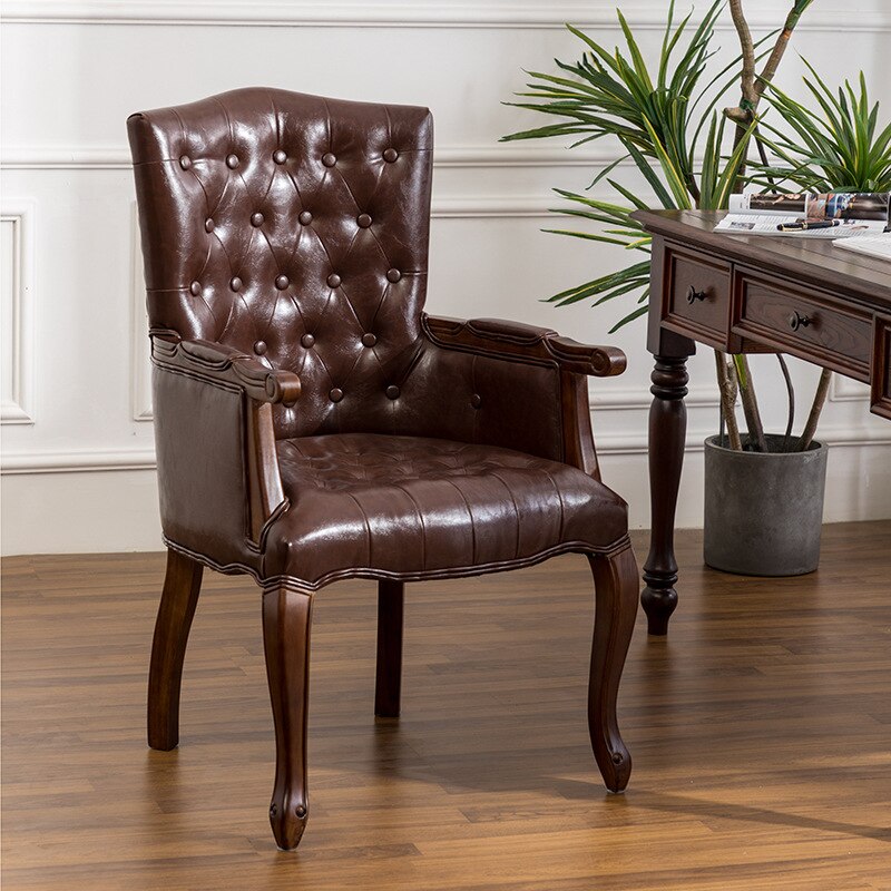 Chesterfield Chair American Solid Wood Vintage Armback European Style Chesterfield Chairs