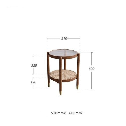 Table Solid Wood Round Household Furniture Japanese Rattan Glass Round Tables