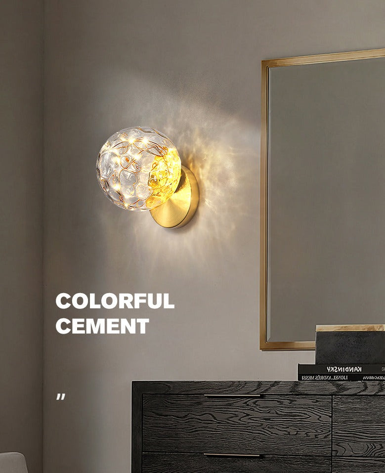 Wall Lamps Personalized Warm Color Bedside Copper Ball Glass Wall Lights