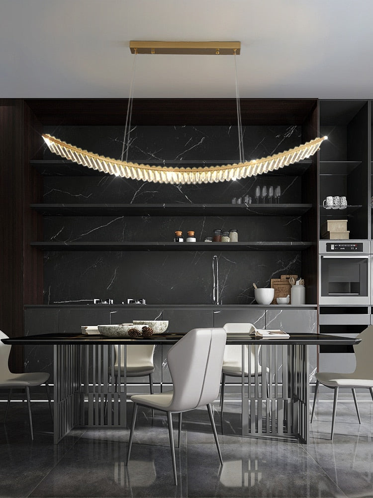 Long Stripe Pendant Light Luxury Crystal Post Modern Led Creative Pendant Lights