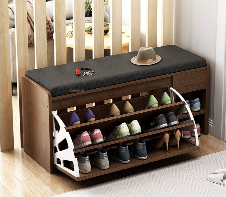 Shoe Cabinet Nordic Wood Door Shoe Changing Stool Modern Shoe Cabinets