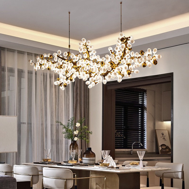 Chandelier Villa Living Room Crystal Lights Art Decoration Long Glass Ball Pendant Lights