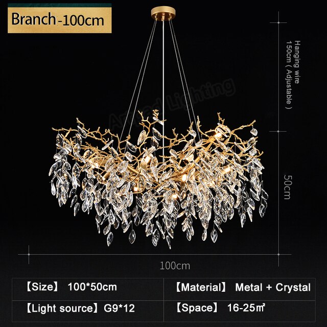 Chandelier Metal Hanging Lamp Hall Art Gold Nordic Crystal Lights Chandeliers