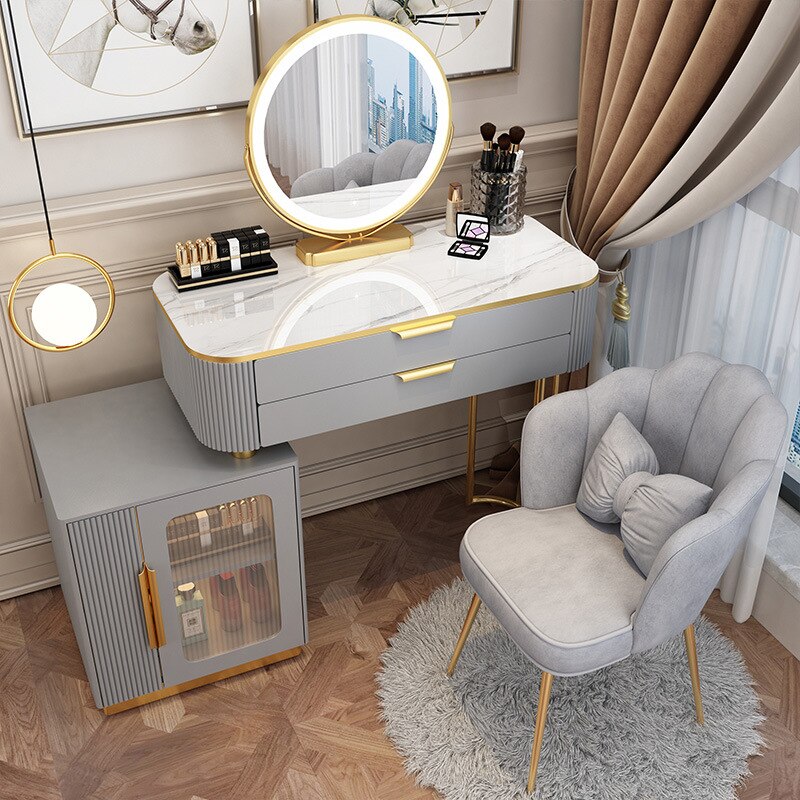 Dressing Table Set Light Luxury Dressing Table Slate Schminktisch-Set Storage Cabinets