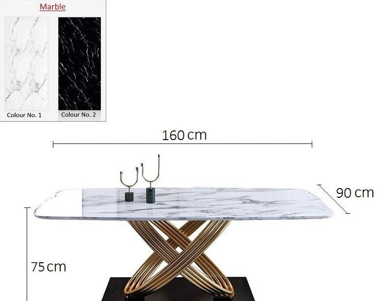 Dining Table Set Light Luxury Stainless Steel Marble Esstisch-Set Golden Dinning Table Sets