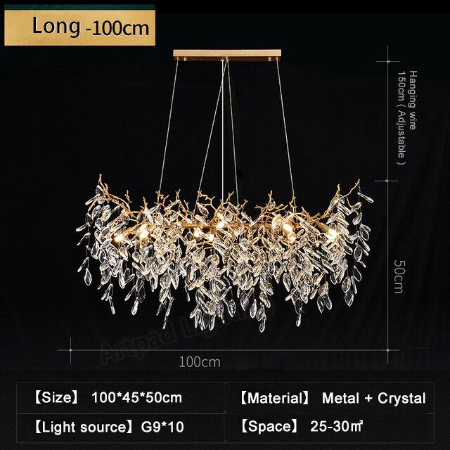 Chandelier Metal Hanging Lamp Hall Art Gold Nordic Crystal Lights Chandeliers