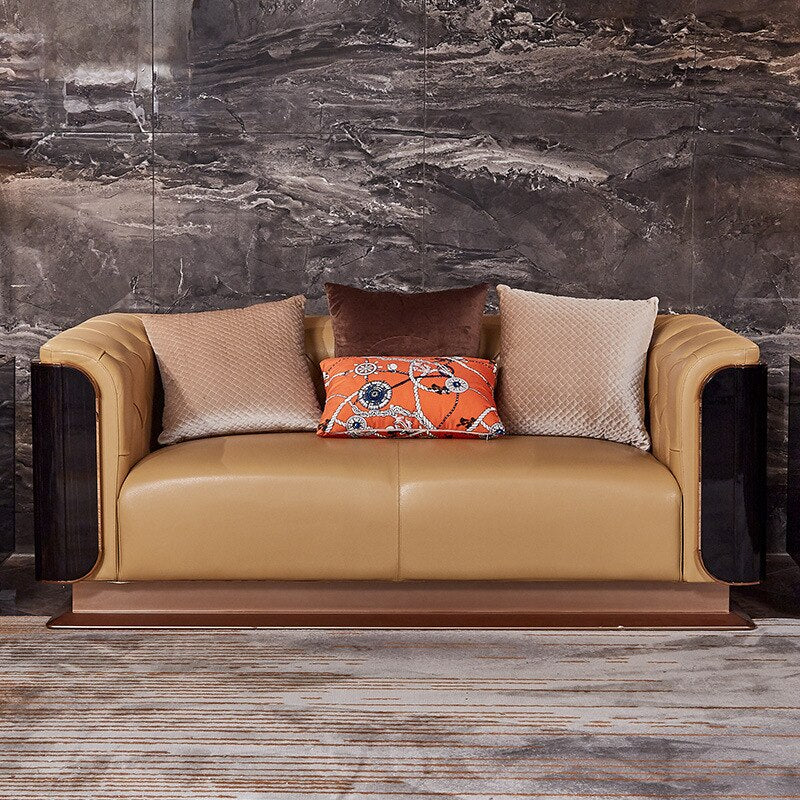 Sofa Italian Light First Layer Cowhide Sofa combination Living Room Villa High-End Leather Sofas