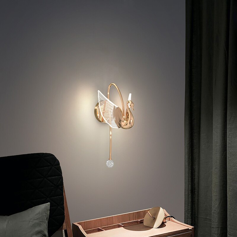 Wall Lamps Swan Design LED Golden Acrylic Wall Lights