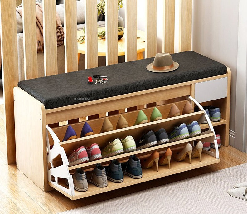 Shoe Cabinet Nordic Wood Door Shoe Changing Stool Modern Shoe Cabinets