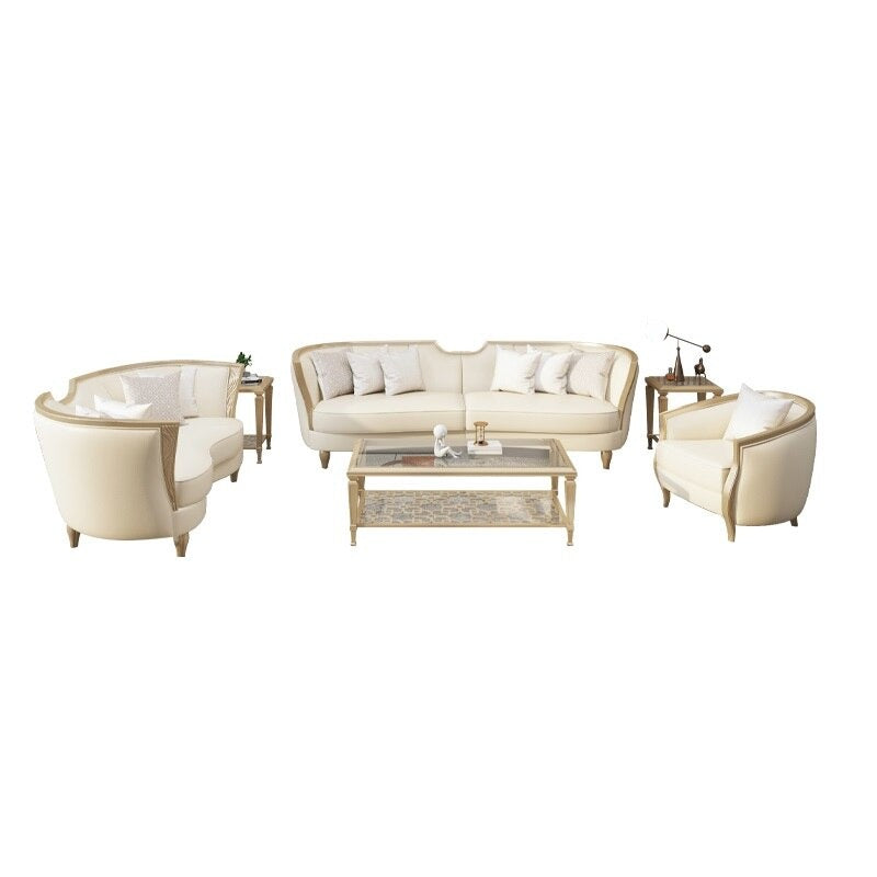 Sofa Set Living Room Luxury Sofagarnituren Light Combination European Solid Wood Leather Sofas