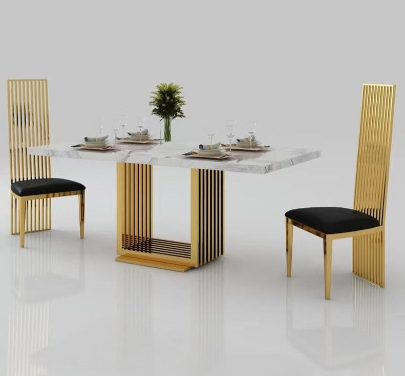 Dining Tables Sets Nordic White Marble Tables Stainless Steel Golden Base Tables Home Esstisch-Sets