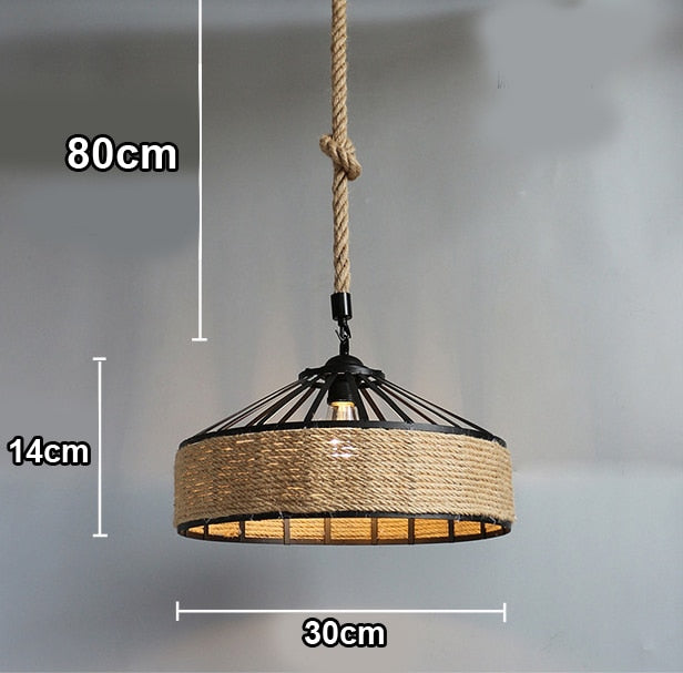 Pendant Light Spain Classical Sisal Rope E27 Hanging Light Retro Pendant Lights