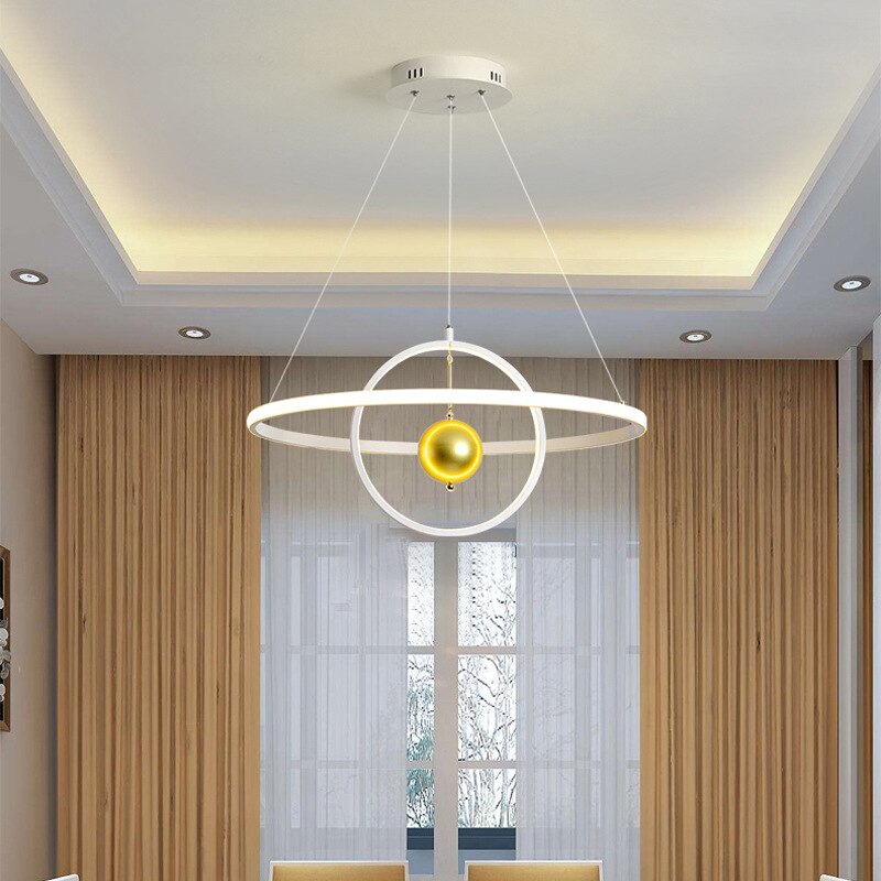 Pendant Light Modern Led Hanging Round Ring Planet Pendant Lights