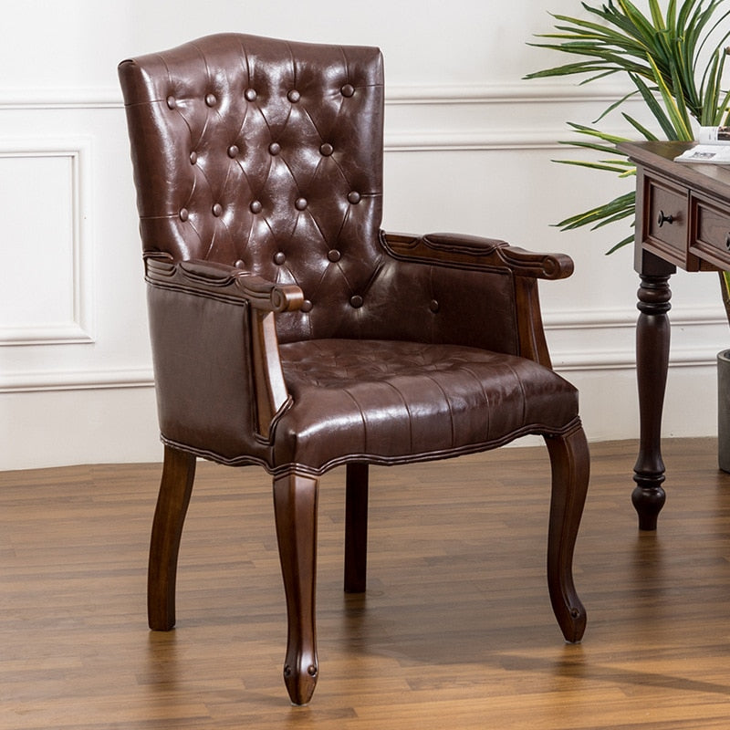 Chesterfield Chair American Solid Wood Vintage Armback European Style Chesterfield Chairs