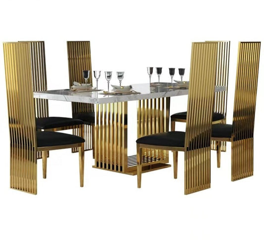 Dining Tables Sets Nordic White Marble Tables Stainless Steel Golden Base Tables Home Esstisch-Sets