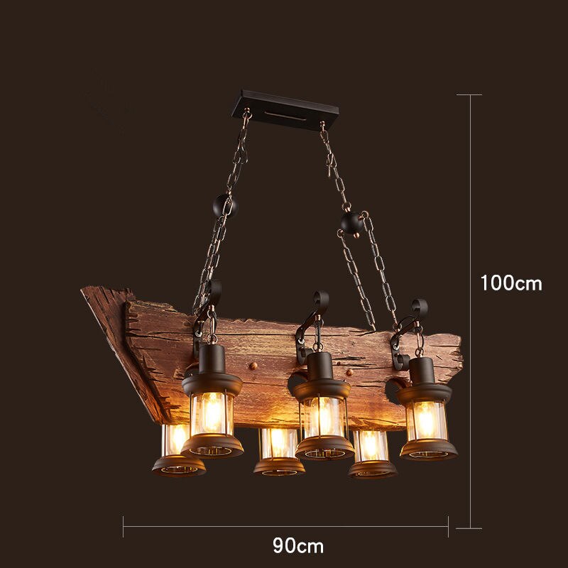 Wooden Lights Retro Solid Wood Vintage Old Boat Wooden Pendant Lights