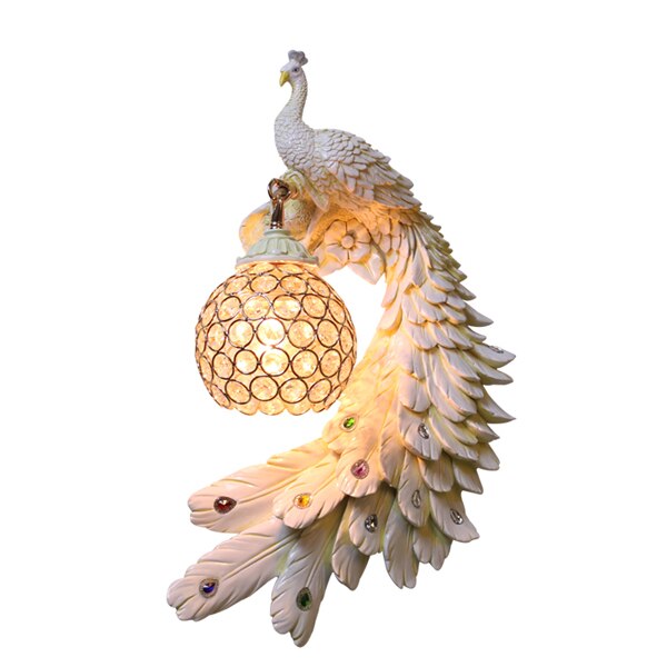 Wall Lamps Modern Twins Peacock Colorful Crystal Metal Wall Lights