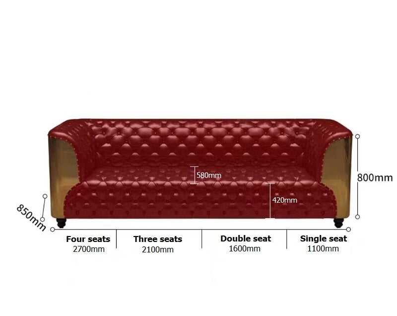 Chesterfield Sofa Sets Loft Style Genuine Buff Luxury Leather Classic Sofagarnituren Living Room Aluminum Aviator Sofas