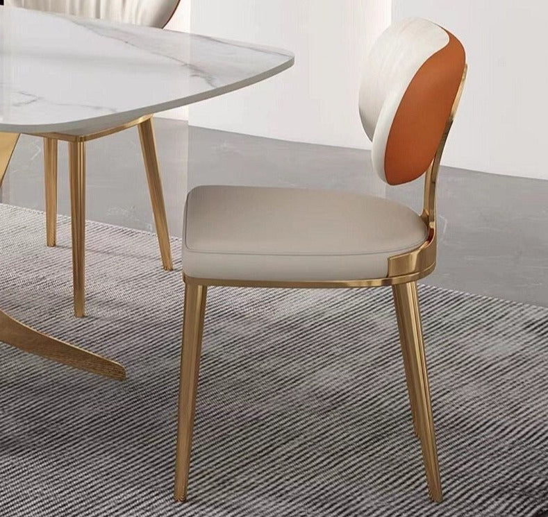 Dining Room Chairs Golden Metal Color Esszimmerstühle Modern Leather Chair