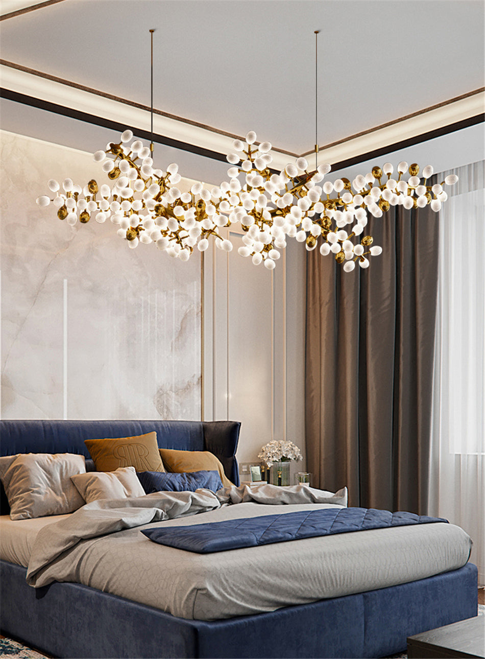 Chandelier Villa Living Room Crystal Lights Art Decoration Long Glass Ball Pendant Lights